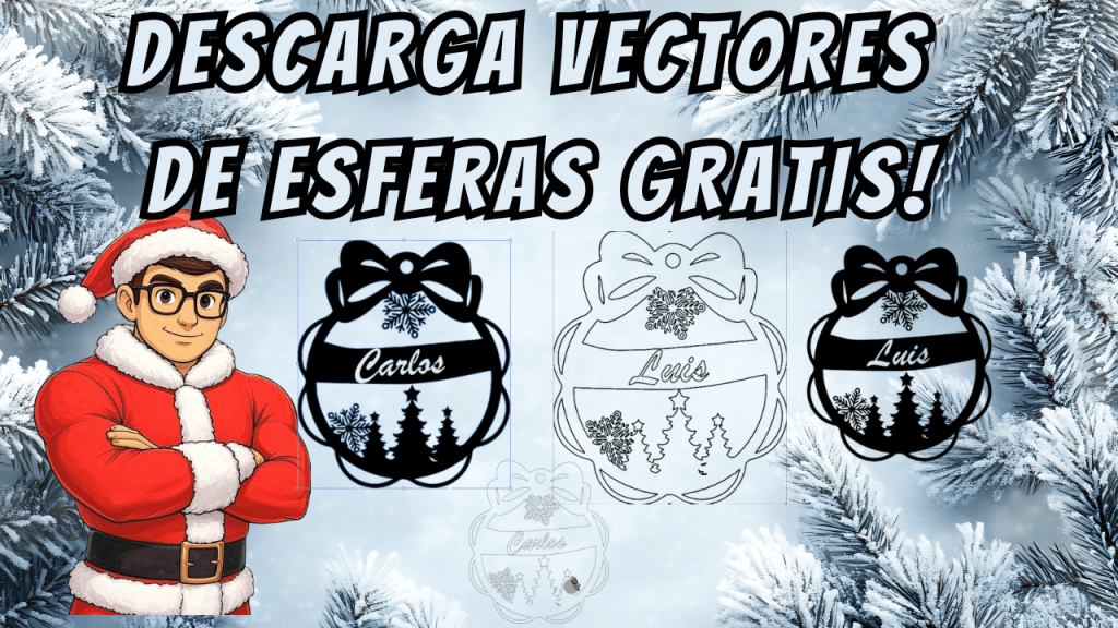 descarga vectores de corte para esferas navideñas con nombres
