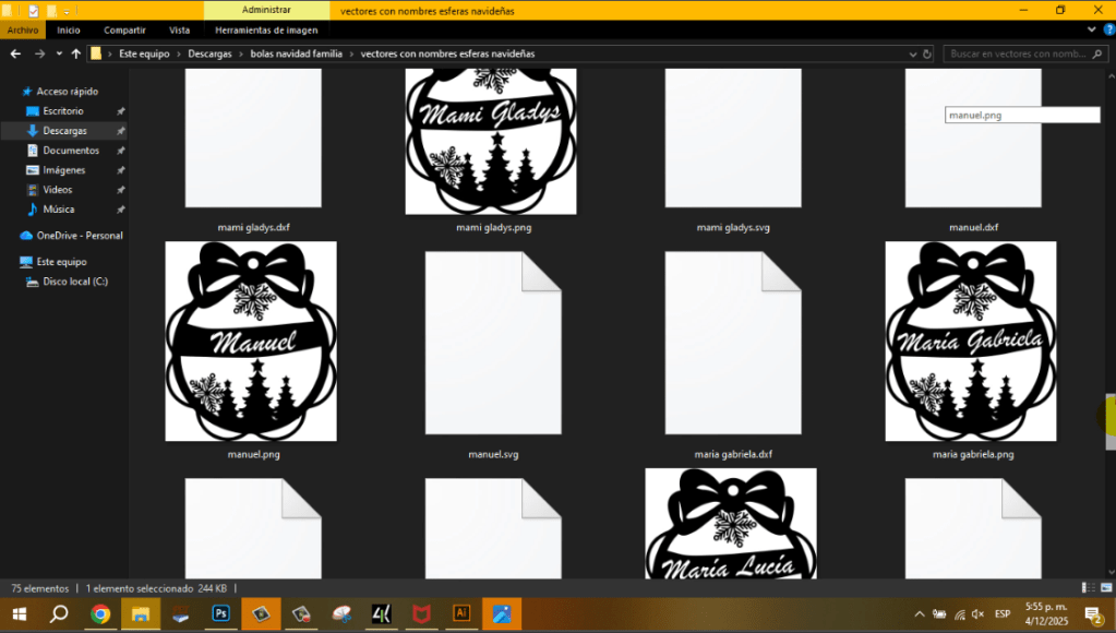 ESFERAS PERSONALIZADAS CON NOMBRE NAVIDEÑO
