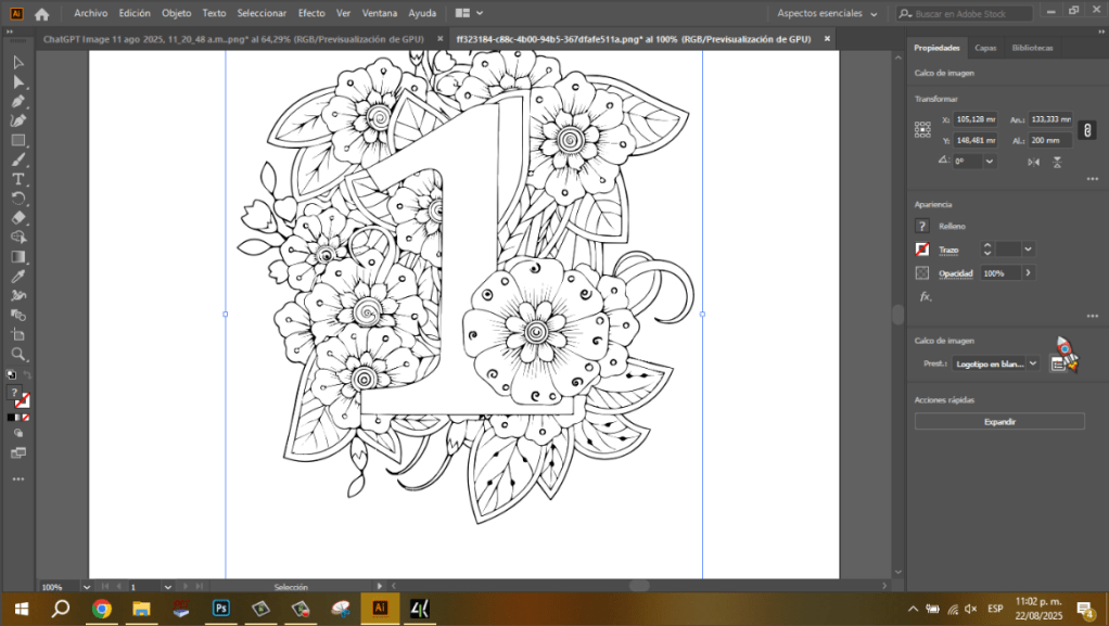 contornos de mandala en adobe illustrator