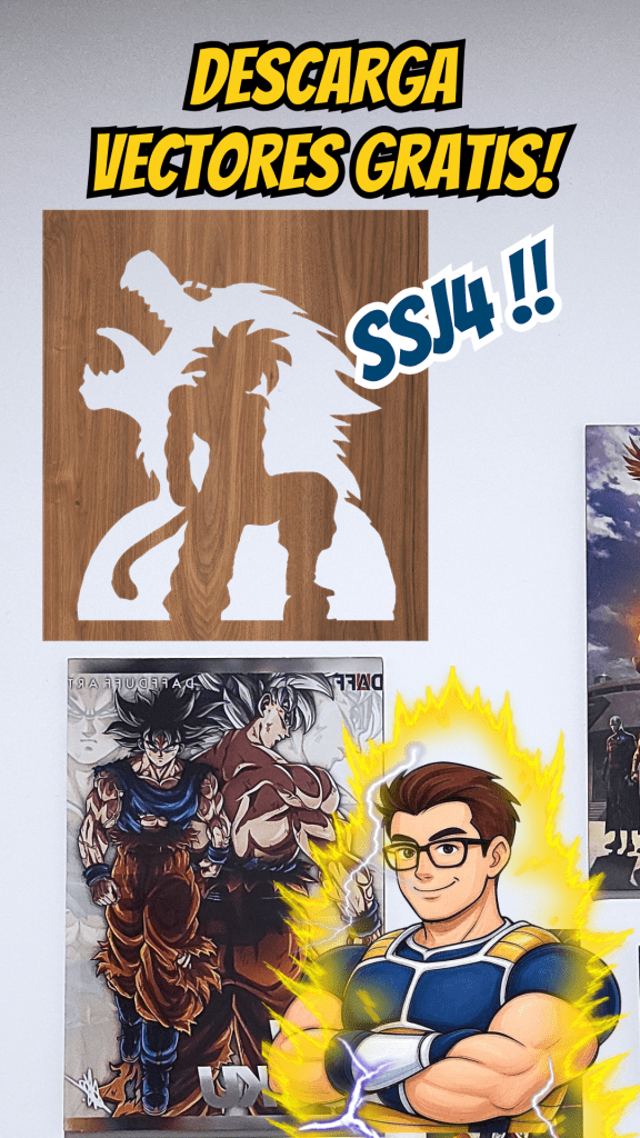 Guerrero Saiyajin Transformación 4 con Bestia Gigante – DXF / SVG / AI / PNG 
descarga vector gratis